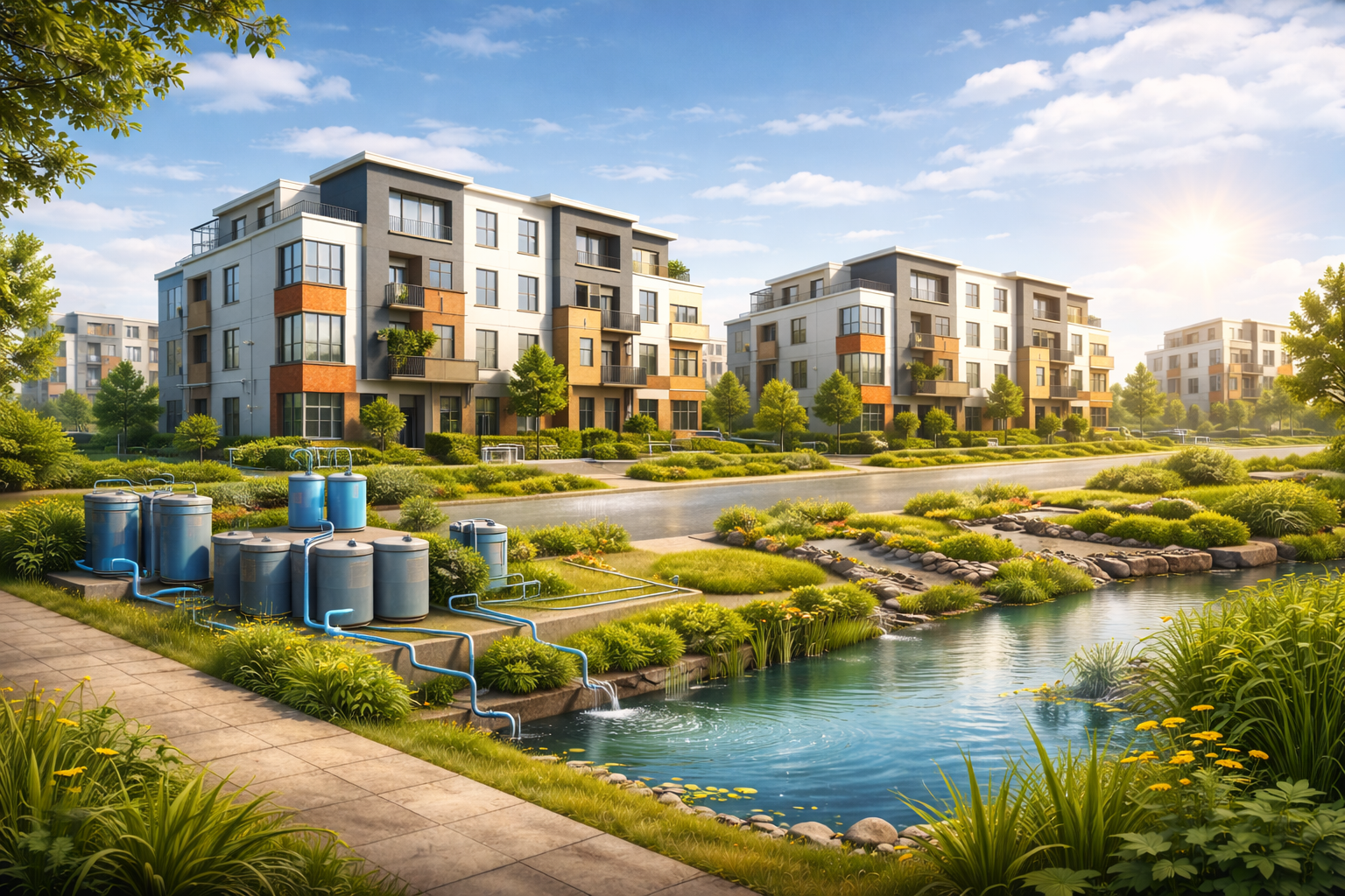 Logements neufs multi-lots : sobriété hydrique à l’échelle d’un quartier